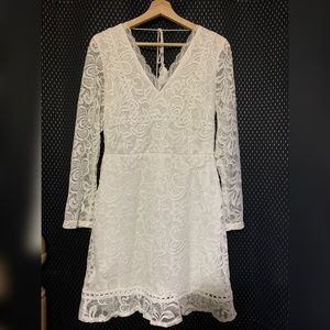 White Short Dress With Lace